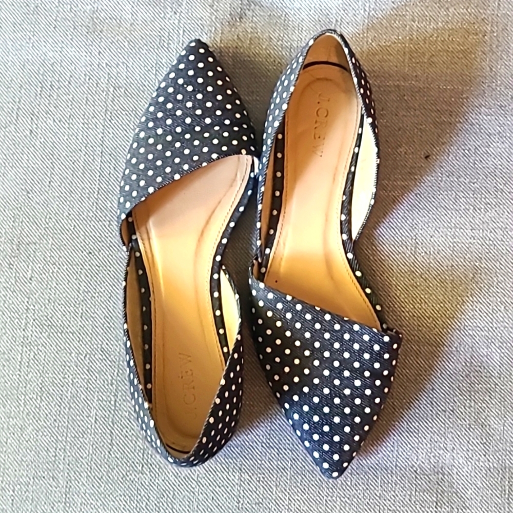 J Crew, size 7, blue with white dots